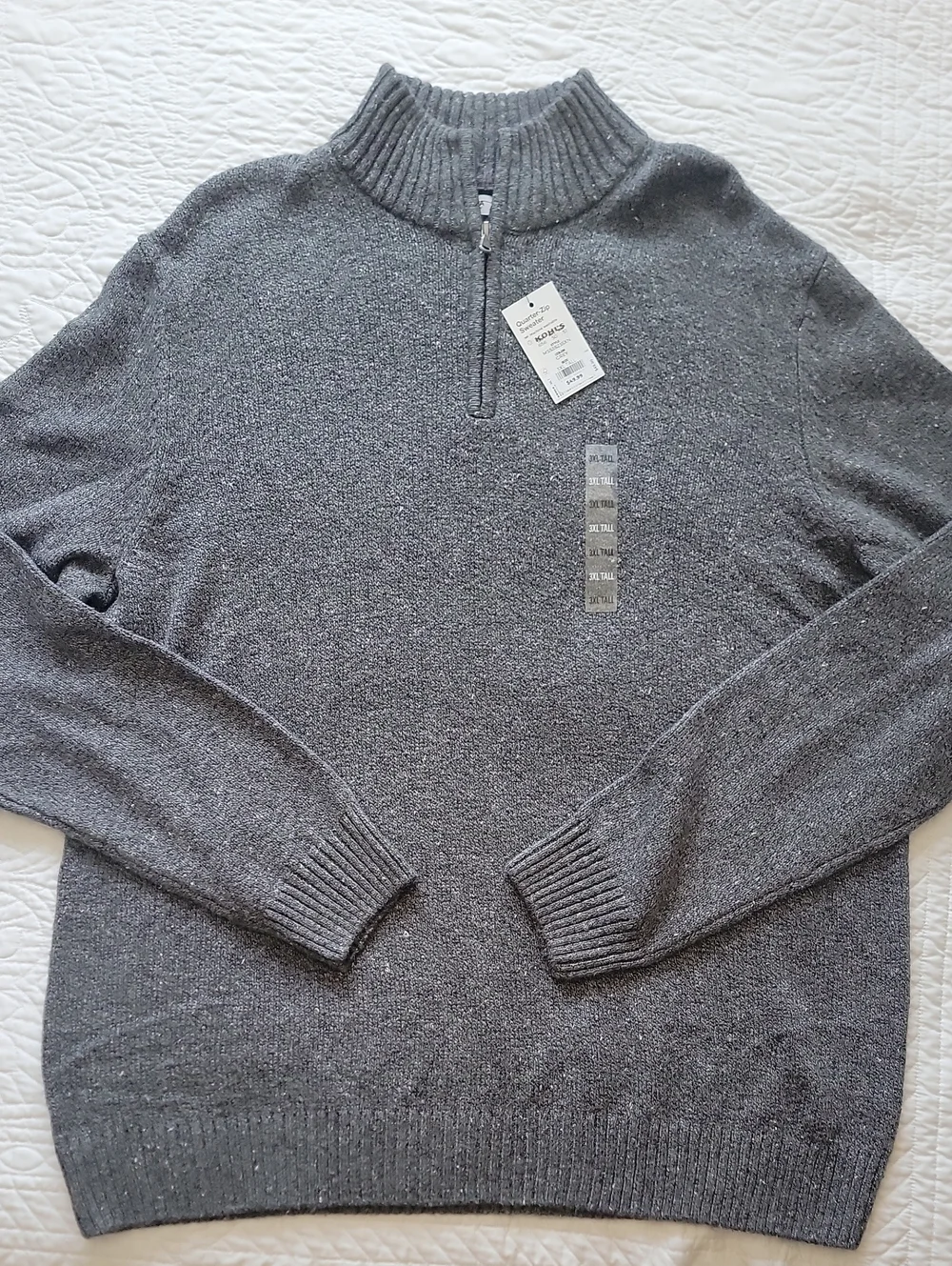 Sonoma Men's Gray Half-Zip Sweater 3XL TALL